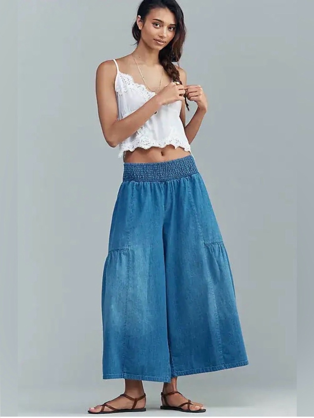 Anthropologie Pilcro Reese Pull-On High-Rise Crop Wide-Leg Jeans